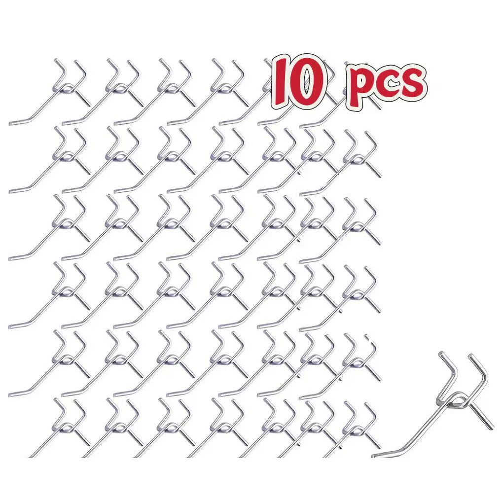 TEMU Lot de 10 crochets en L robustes en acier inoxydable pour panneaux perforés de 1/8" et 1/4", crochets muraux thermolaqués avec embout en L pour