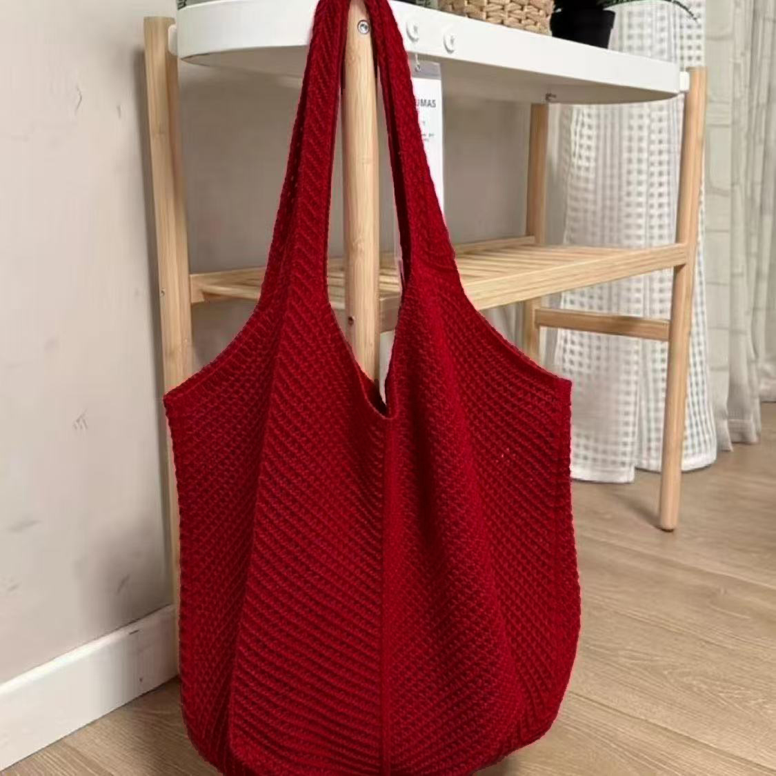 Women's Tote Bag, Elegant And Stylish, Casual For Daily And Campus, Versatile Solid Color, Large Capacity, Knit Design