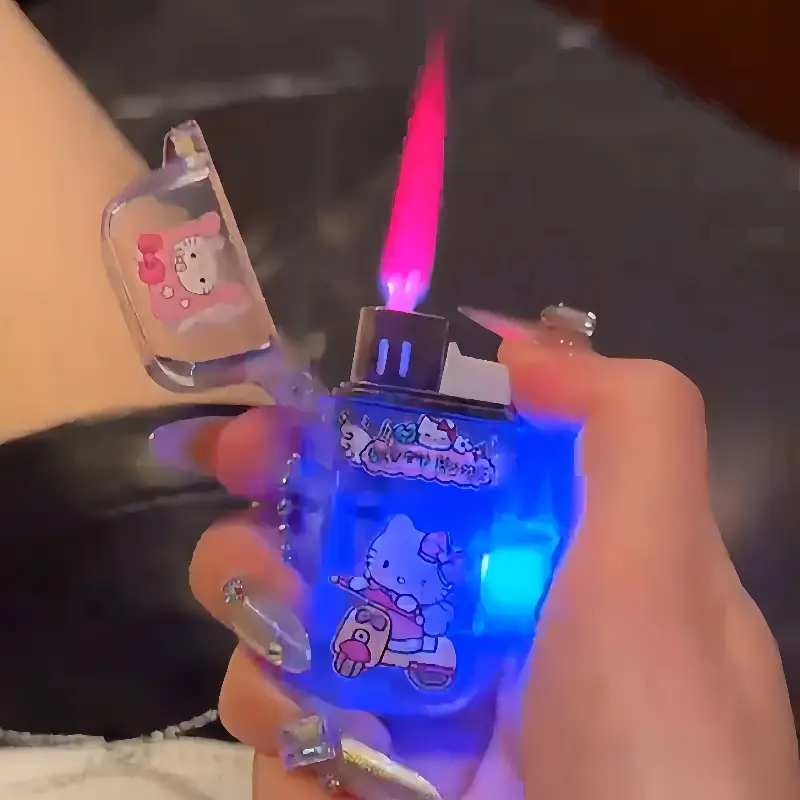 cute lighter windproof jet flame reusable cartoon butane lighter for girls gift no built in butane gas outdoor lighting design accessory portable design novelty lighter flame lighter anime fans collectors item Product details 6