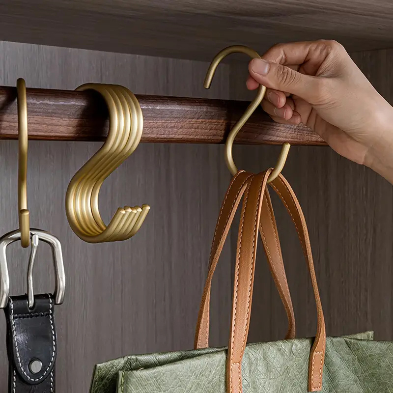 TEMU 7pcs -shaped Aluminum Alloy Hooks - Heavy Duty Design, Stylish , Suitable For Bathrooms, , Kitchens, Gardens, Perfect For Hanging Towels, Coats