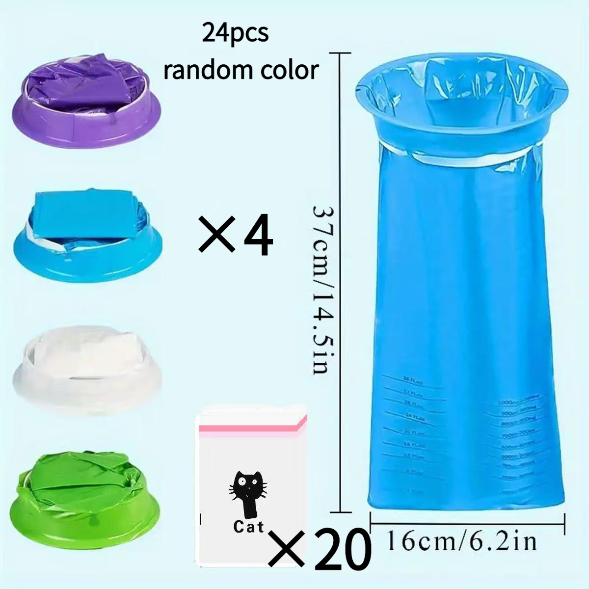 Image of 24pcs Portable Car Vomit Bags, Outdoor Travel Waste Bags, Camping, Vomit Bags, Bags, Leak-proof And Spill-proof Vomit Bags - Blue, Green, White, Purple, Random Colors