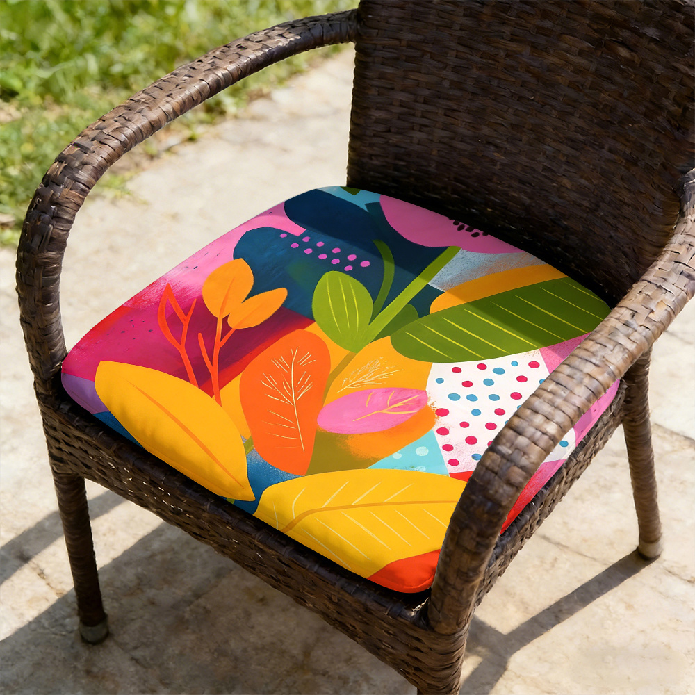 1pc Memphis-Style Flowers Pattern Leisure Seat Cushions, Indoor And Outdoor Seat Cushions, Back Cushions, Size 19.7*17.7*1.57inch, Suitable for Garden Chairs, Office Chairs And Floor Seats. Soft And Comfortable