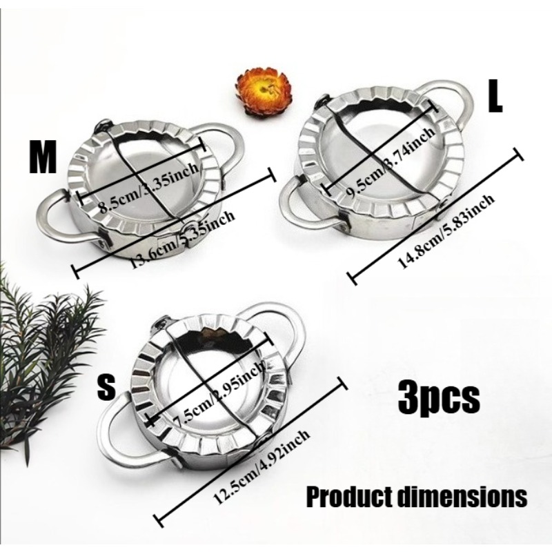 Image of 3 Sets Of Stainless Steel Corn Cake Sealing Machine - Stainless Steel Dumpling Maker With Serrated Leak Proof Edges, Suitable For Corn Cake, Dumpling, Pastry Molds