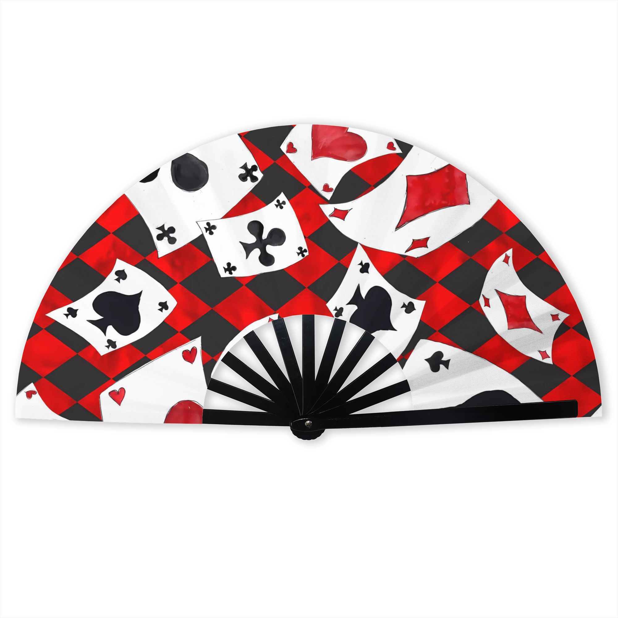 TEMU Plegable de Moda con Diseño de Impresión 2D Unisex de Corazones y de Póker, Estilo Hiphop Holgado, Take Ins
