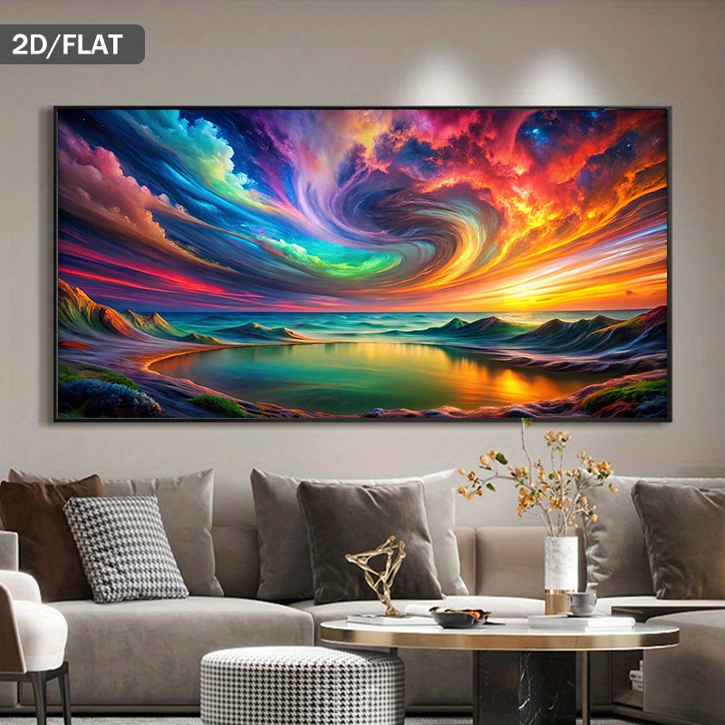 1pc modern abstract frameless canvas painting wall art suitable for living room bedroom luminous lake with   clouds 31 49 x62 99 80x160cm minimalist wall decor for spaces no frame 2d flat
