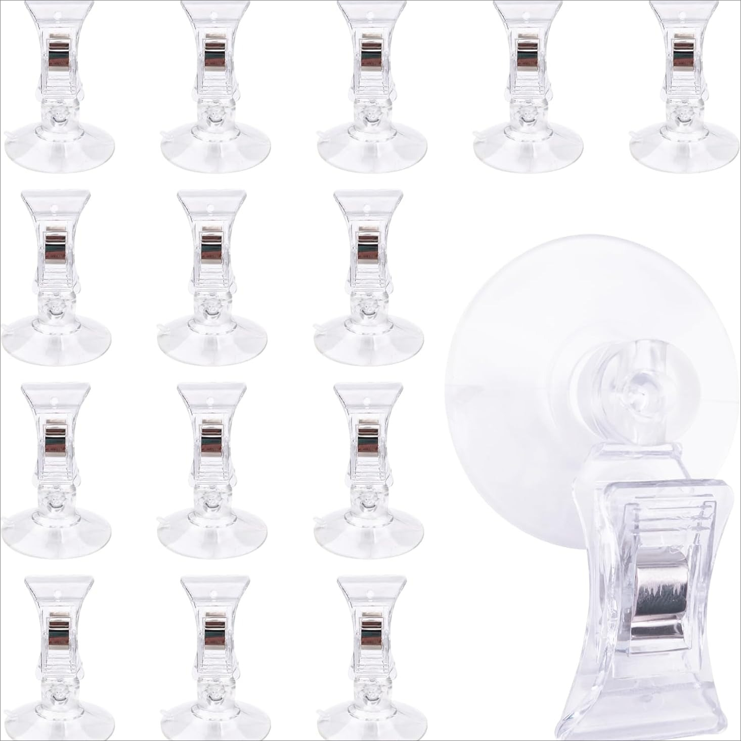 TEMU 15pcs Set, Shower Curtain Suction Cups, Shower Curtain Clips, Boards, Window Suction Cups With Clips, Advertising, Aquarium, Plant Holders For