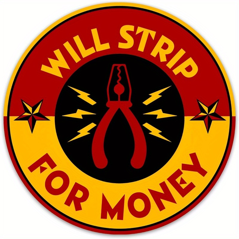 TEMU [waterproof Sticker] Will Strip For Money Pvc Sticker | Single Use | Pvc | Glossy Finish, Waterproof | Electrical Hard Hat, Helmet, Tool Box,