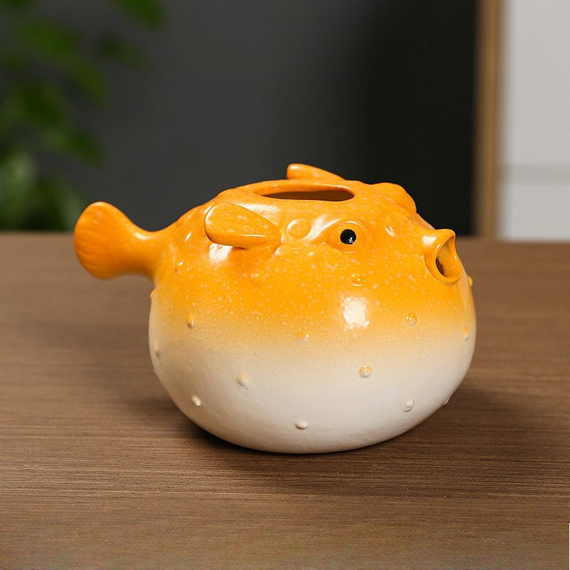 Creative Pufferfish Vase, Cute Pufferfish Design, Hydroponic Green Plant Vase, Exquisite And Beautiful Vase, Living Room, Bedroom, Study, Balcony, Outdoor Decoration Ornaments