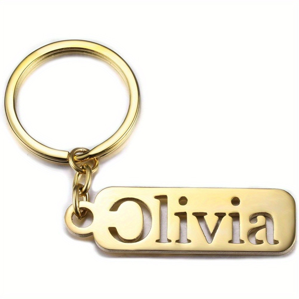 TEMU 1 Personalized Stainless Steel Keychain - Heavy-duty Interlocking Rings And , Hypoallergenic, Engravable With Letters/names - Self- Engraving