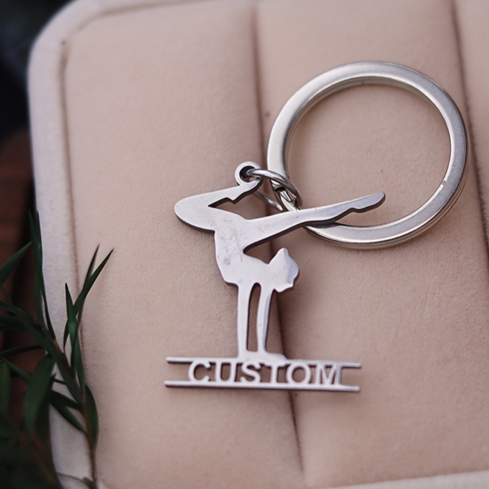 TEMU Portachiavi Ginnasta Personalizzato - Realizzato in Acciaio Inossidabile 201 con Incisione Personalizzata, un Regalo Sportivo Resistente per