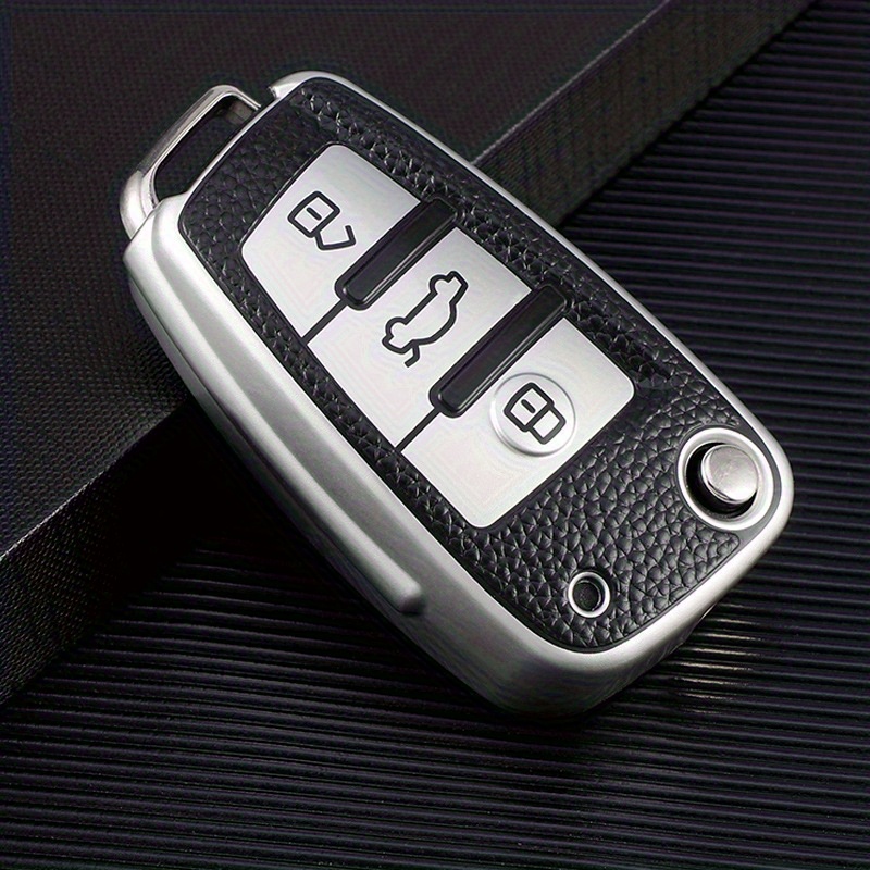 Premium Tpu Folding Car Key Cover For A3/a1 Q2l/q3/r8/q7/a6/a6l - Durable Protective Case With Textured Grip, Fits Well, Black/red/