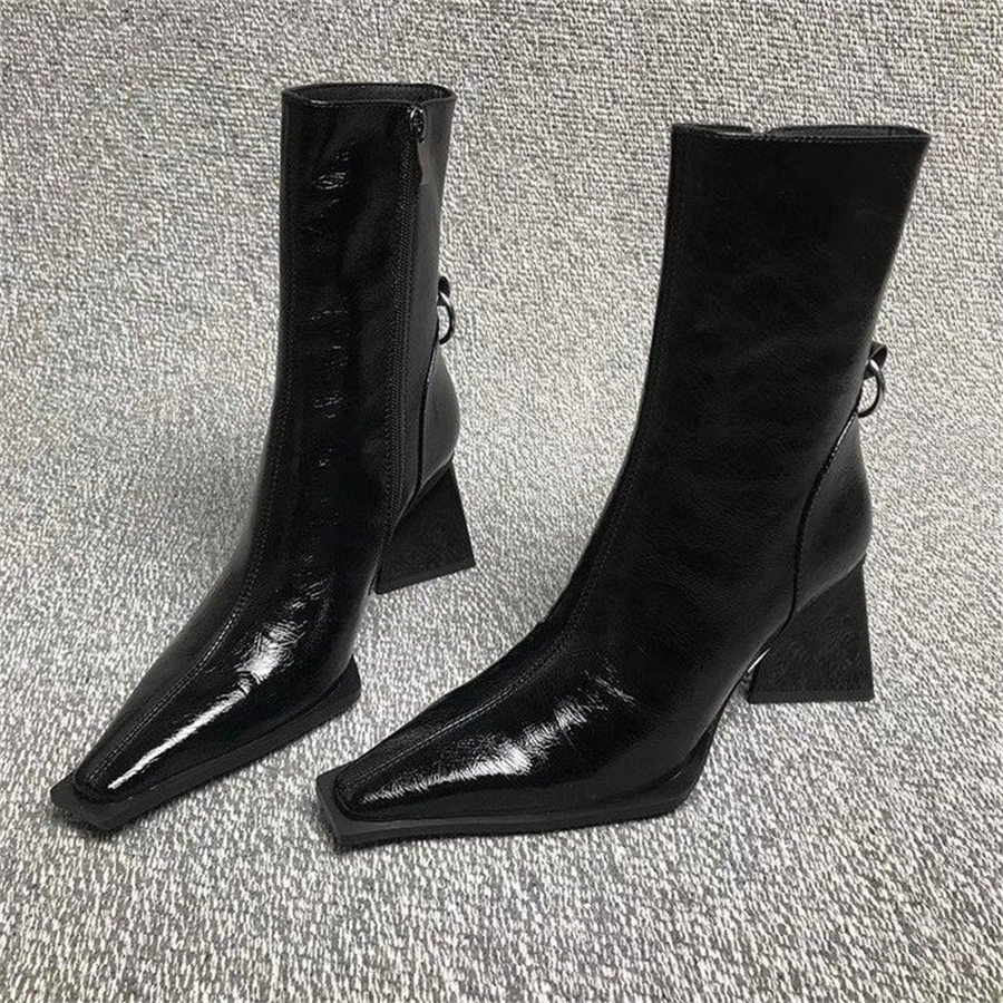 TEMU Fashionable And Versatile New Women's Pointed-toe Chunky Heel Classic Ankle Boots, Women Shoes