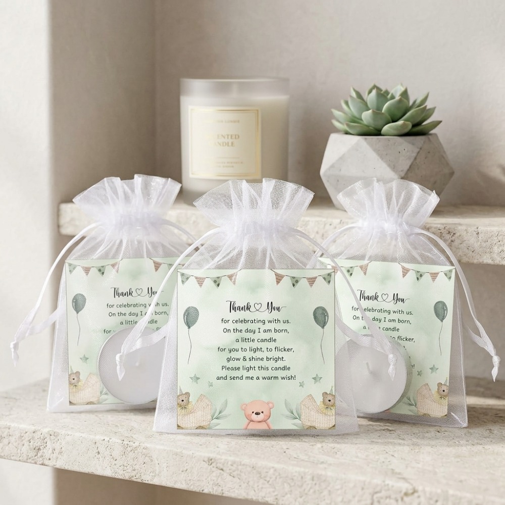 50 Sets Cute Bear Themed Tealight Candle Favors