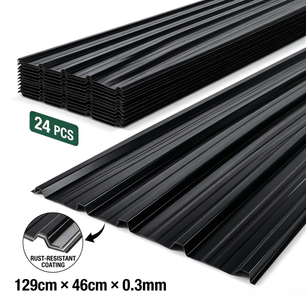 TEMU 24 piezas de láminas de metal galvanizado , 14 M2, láminas para techos, 0.3 mm, adecuadas para cobertizos, garajes, de y proyectos de