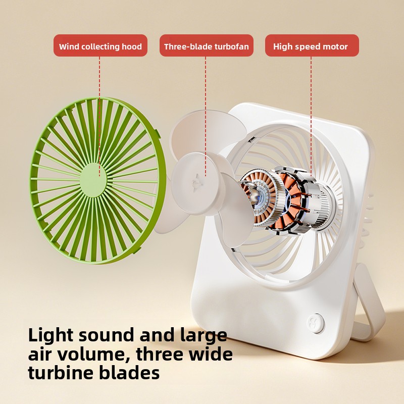 Ventilador de escritorio ligero y delgado de 1 unidad, requiere 2 pilas n.º 5 (pilas no incluidas), con soporte plegable, ajuste de viento de una velocidad, lo suficientemente portátil para caber en un bolso, para viajes de camping al aire libre
