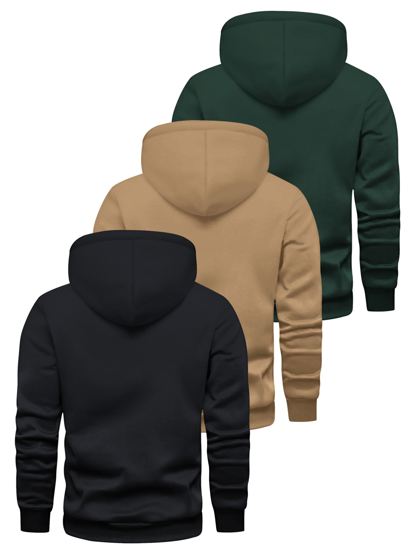 Men's 3pcs Hooded Sweatshirt Set, Long Sleeve Pullover with Kangaroo Pocket and Drawstring Hood, Graphic Print Streetwear for Gym, Jogging, Outdoor Activities, Machine Washable Casual Autumn/Winter Sportswear, Ideal for Daily Wear and Outdoor Use