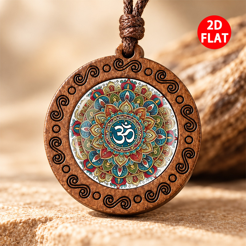 Buddhist Elements 2D Flat Pendant Necklace, Unisex Gift