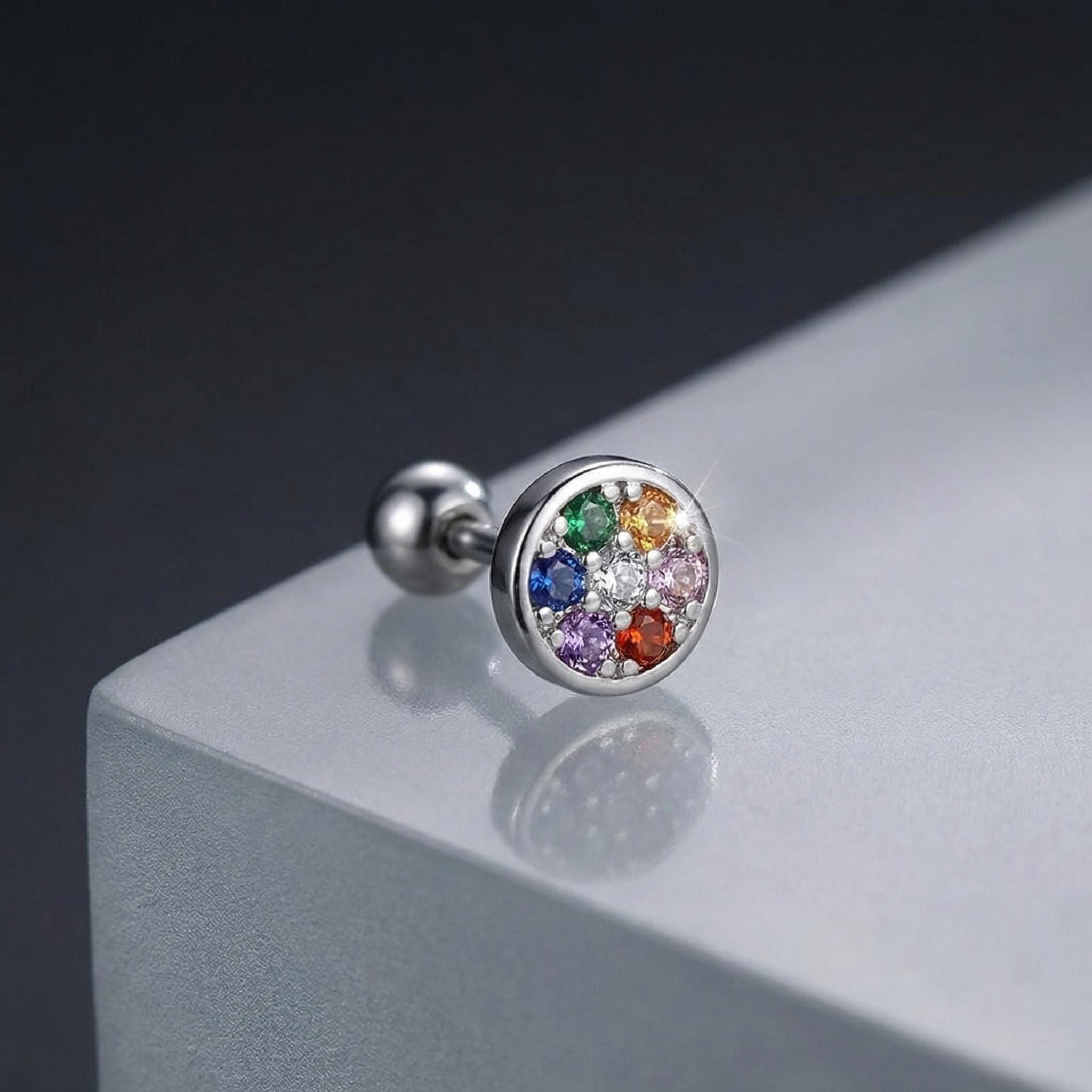 Women's 925 Sterling Silver Round Screw Back Stud Earrings — Classic Design