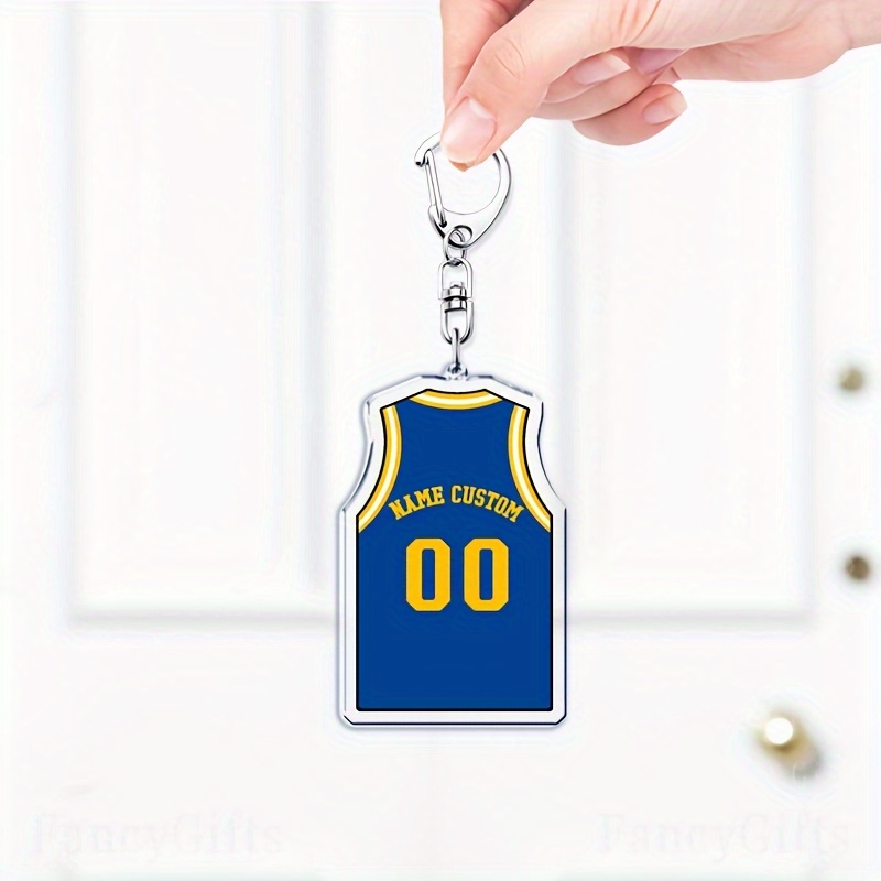 TEMU 1 Custom Basketball Jersey Keychain, Personalized Name And Number Acrylic Key Ring, Sports Theme Key Chain Band Lobster Buckle, Suitable For