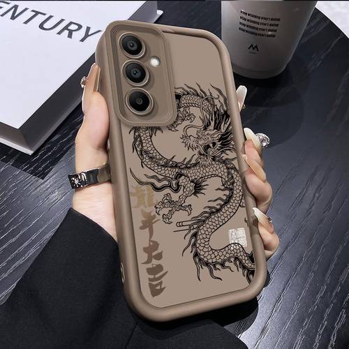 phone case trendy dragon couple phone case compatible with samsung galaxy a56 a55 a54 a36 a16 a35 a34 a52 a15 a06 a05s a25 a33 a26 a53 a51 a71 a52 a14 a05 a12 a13 4g 5g protective cover light luxury feel angel lens full wrap step