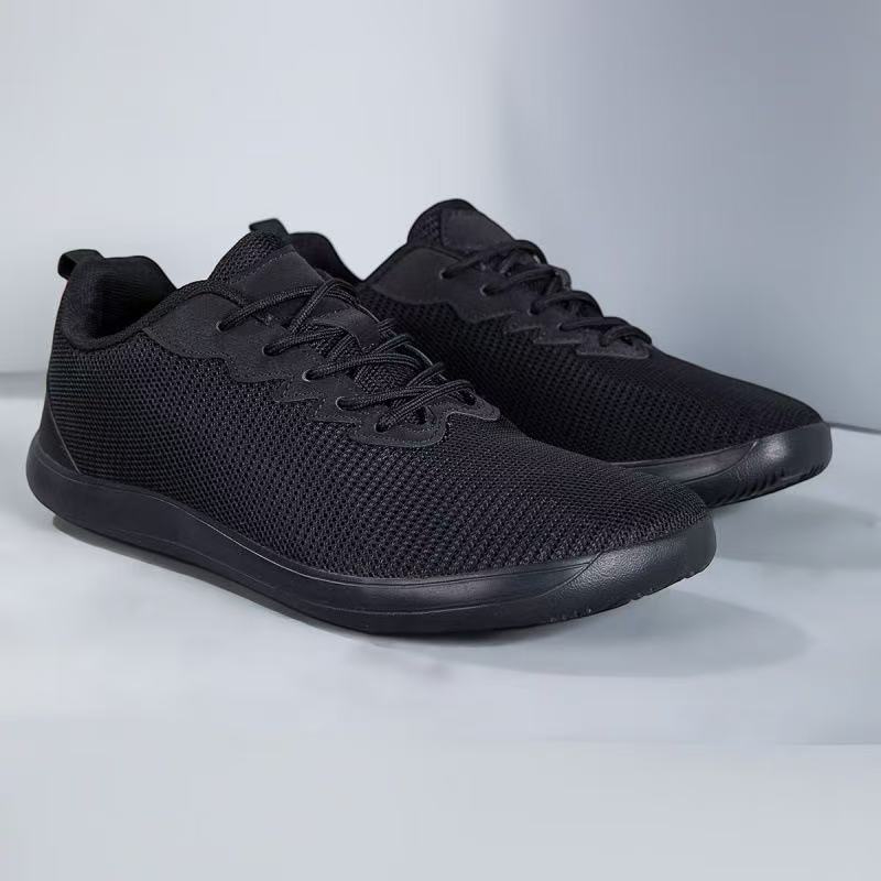 Image of Minimalist Barefoot Shoes, Wide Last Shoes For Men Sneakers, Lightweight And Breathable, Comfortable Flat Bottom Casual Shoes, Black Low Cut Strap Design, Suitable For Daily Commuting And Walking