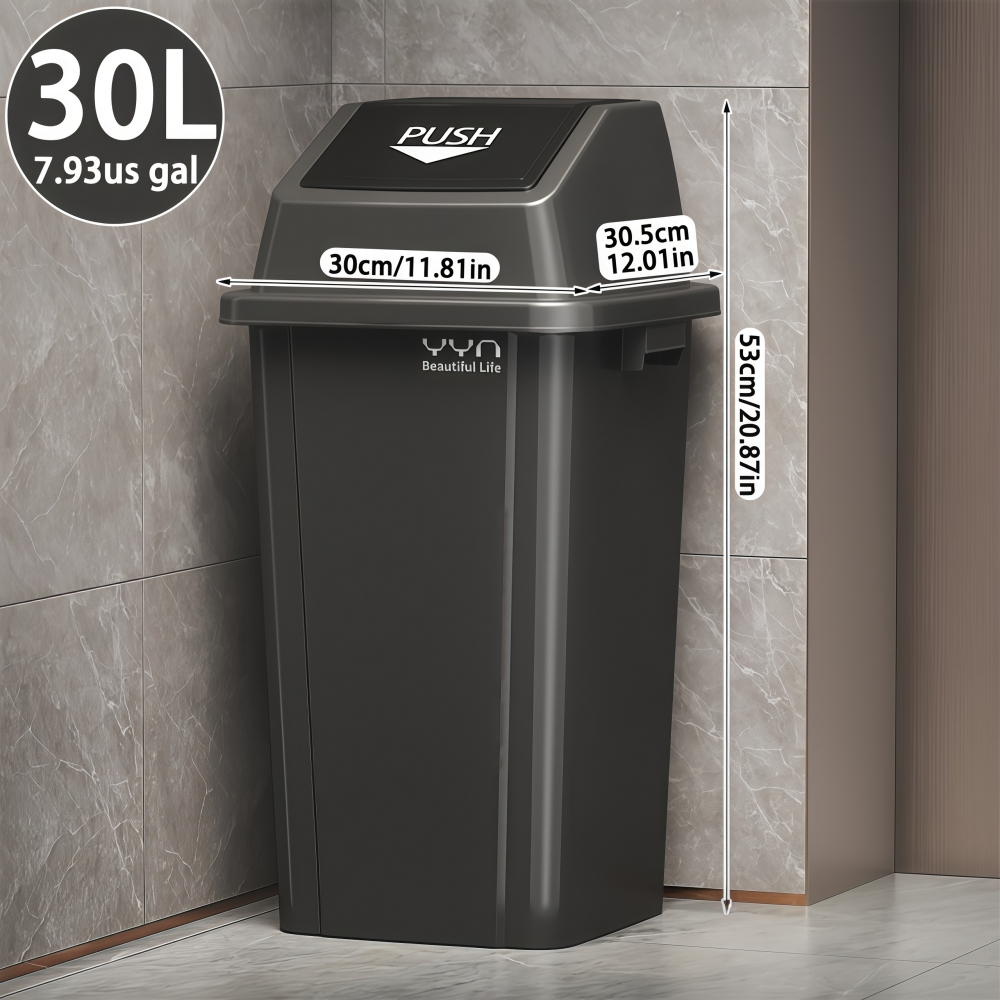 TEMU 高耐久 家庭用/業務用 蓋付きゴミ箱 60/40/30リットル 大容量プラスチック製ゴミ箱 漏れ防止蓋 オフィス/キッチン/ガレージ/浴室/ホテルに最適 家庭用・業務用兼用 丈夫な構造