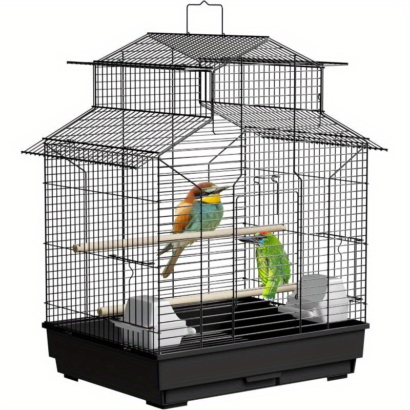 E-shop Vogelkäfig Wellensittich Käfig Großer Vogel Papageienkäfig Wellensittich Käfig mit Futternapf und Holzstangen Vogelkäfig für Kanarienvögel
