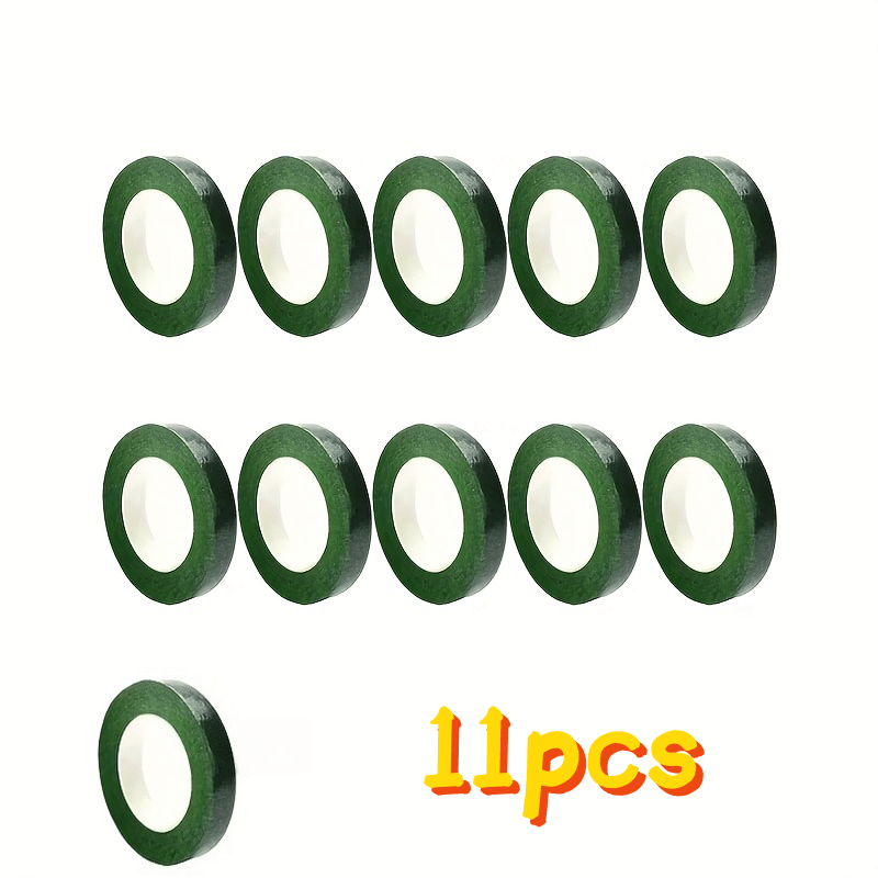 TEMU 11pcs Bandes Florales pour Emballage de Bouquets, Colle en Papier Vert pour Fleurs Artificielles et Tiges de Plantes, Artisanat et Organisation