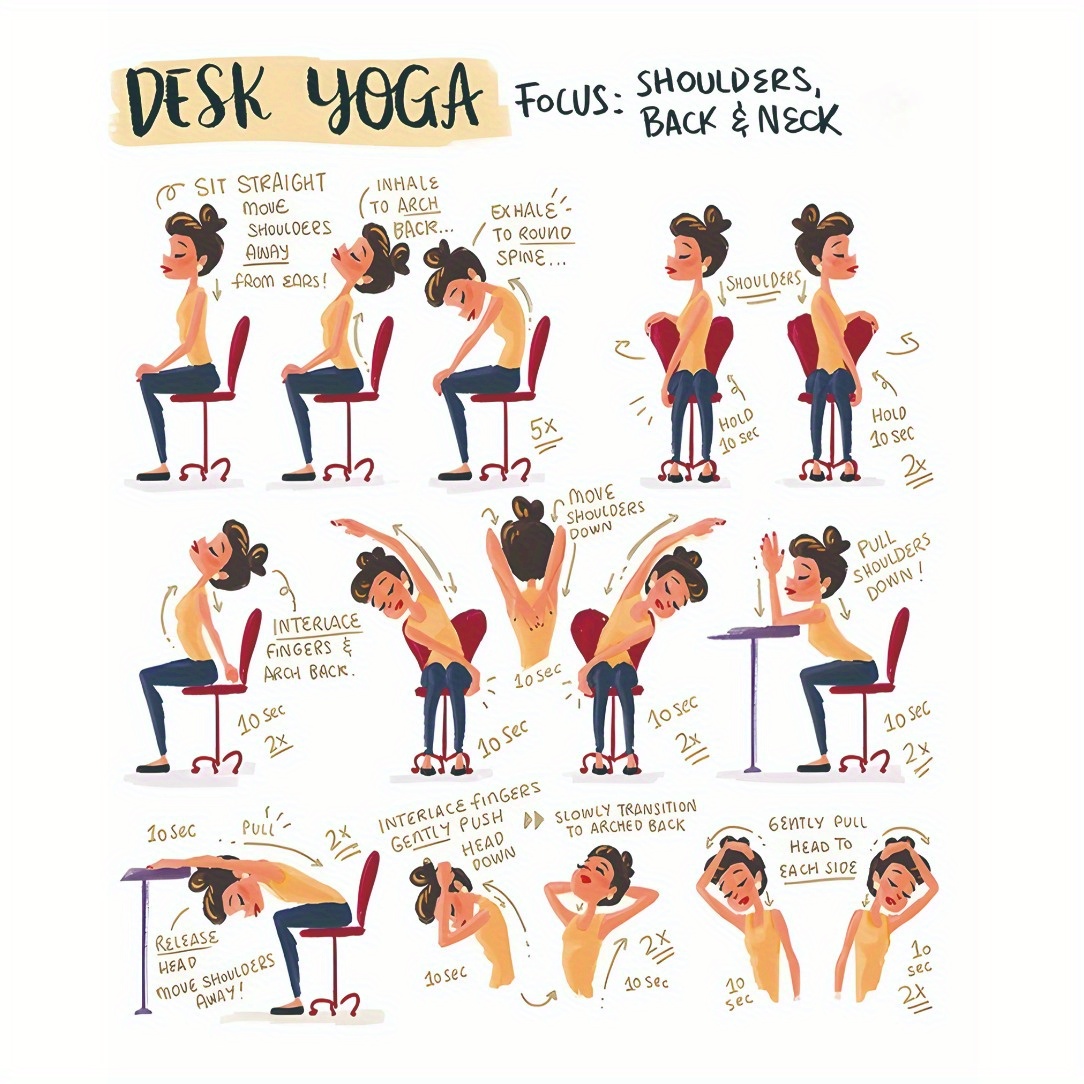 frameless 3pcs office chair yoga exercise poster easy Temu Germany