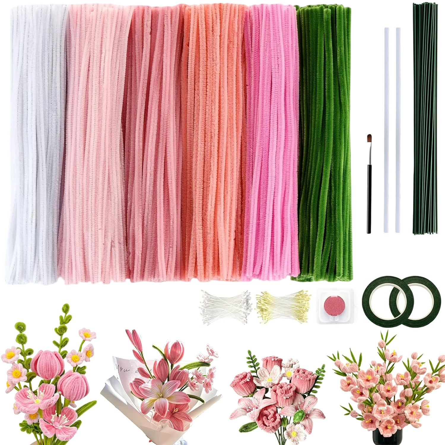 Image of Flexible Craft Chenille Stems Twists 540pcs, Versatile Handcraft Materials, Perfect For Handmade Crafting, , And Indoor Home Decor Design
