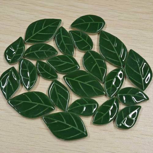 50g leaf shaped ceramic mosaic handmade ceramic tile bathroom background wall decoration material for the bathroom size is random