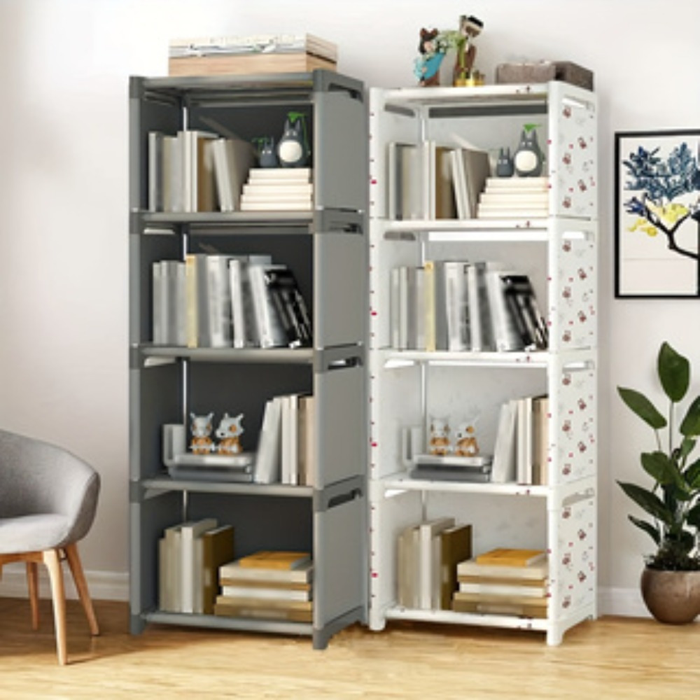 

1pc Plastic Bookshelf - Easy , With , Ideal For Home, Office, Dorms & Rental , Bookshelf Decorations