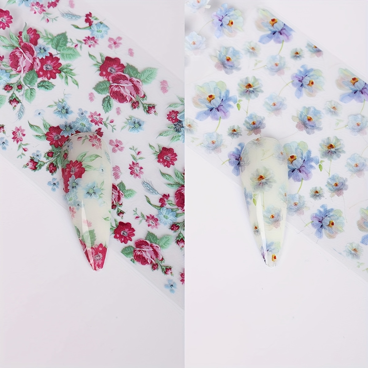 10pcs Pack Rose Flower Nail Foil Transfer Stickers
