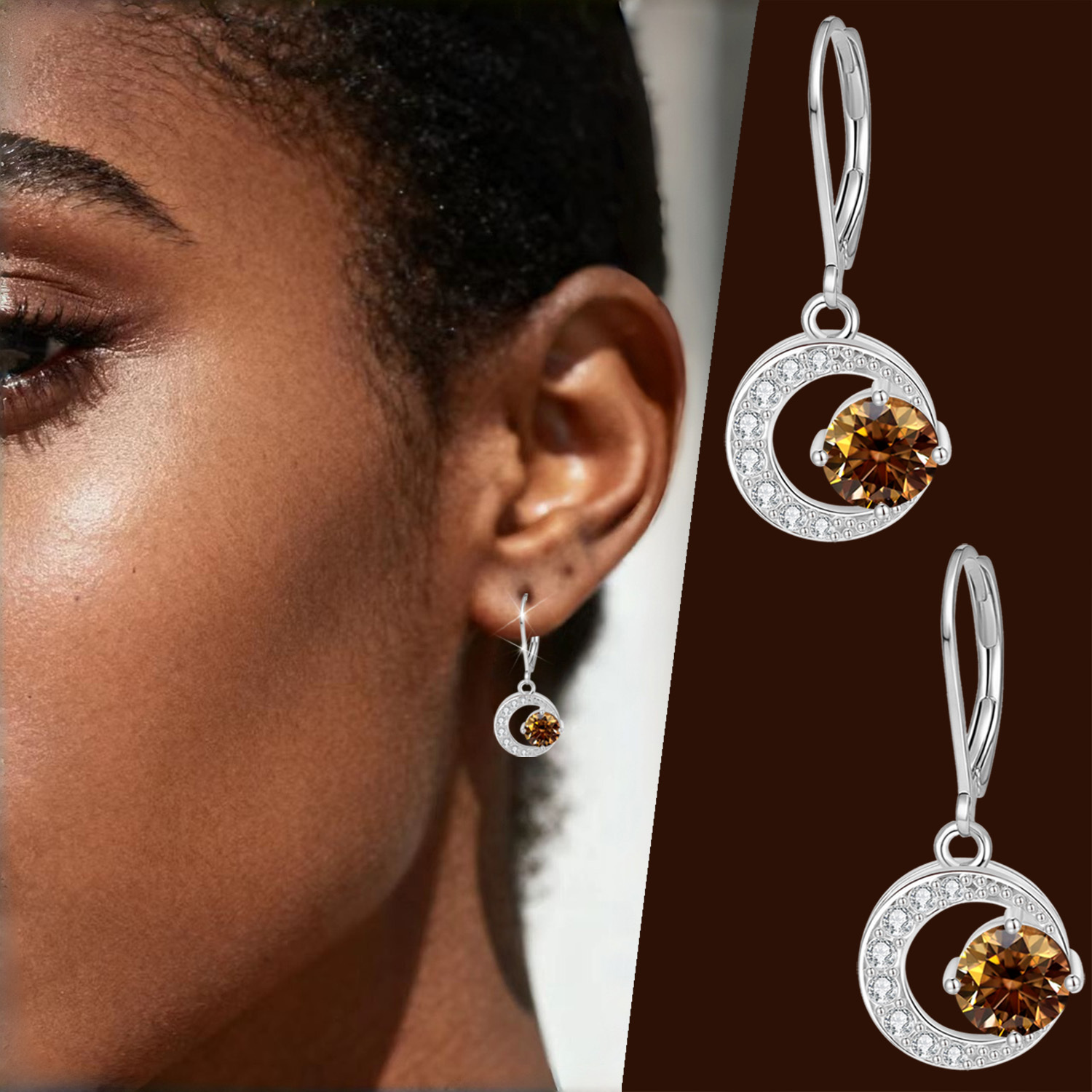 Men's Moissanite Earrings with Hypoallergenic Hooks, Gift for Him
