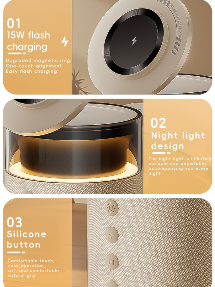A Multifunctional Magnetic Wireless Charging Dock That Includes a Speaker And Night Light, Designed for Fast Charging of for Iphone, Iwatch, And Airpods, Perfect As a Birthday Or Christmas Present for Loved Ones