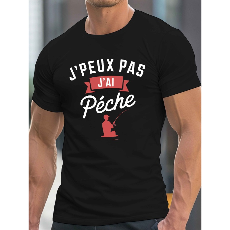 

T-Shirt Homme 'Je ne pas, je pêche' - Haut Décontracté Confortable Léger à Col Rond et Manches Courtes pour l'Été, Polyester