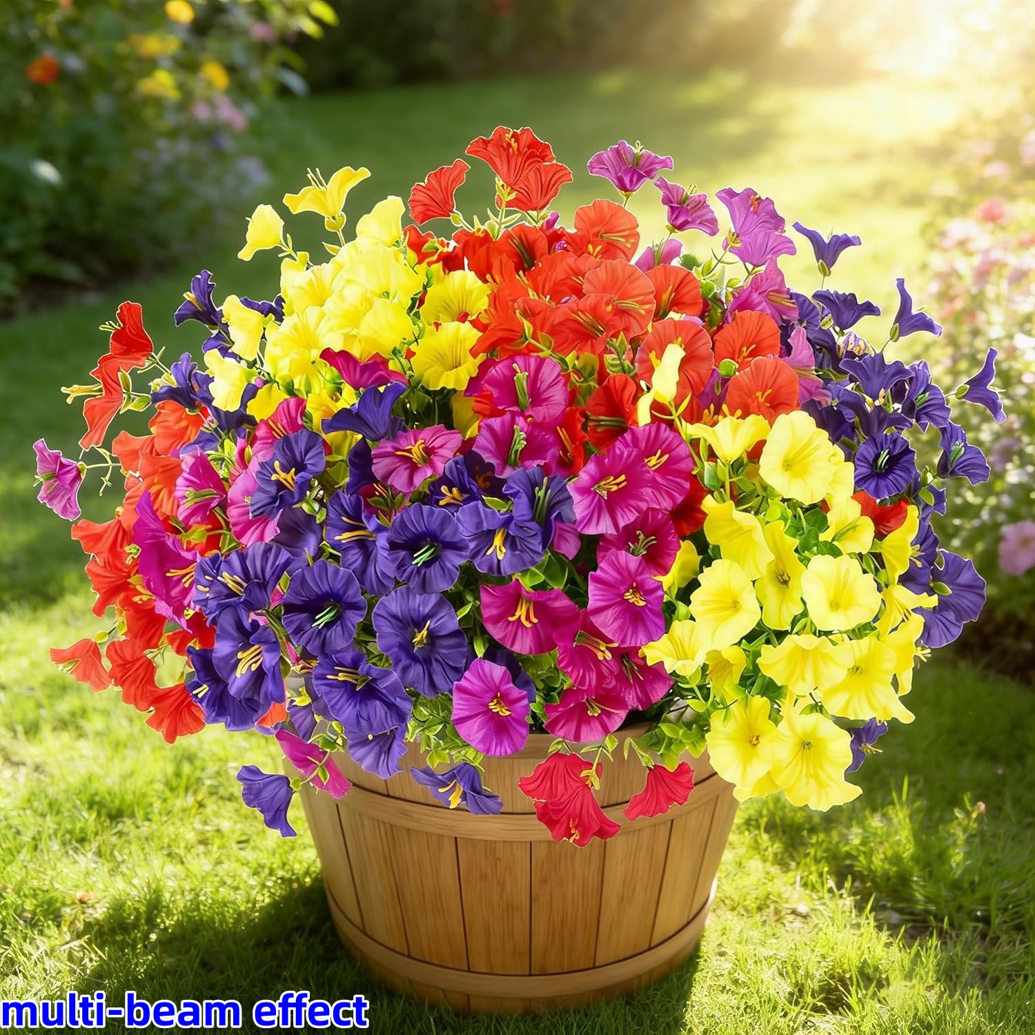 84 Flowers = 28pcs Artificial Flowers For Outdoors, Uv Resistant Fake Silk , Realistic Faux Plants For Outside Porch, Patio, Window Box, Hanging Planter (purple, Fuchsia, Yellow, Orange)