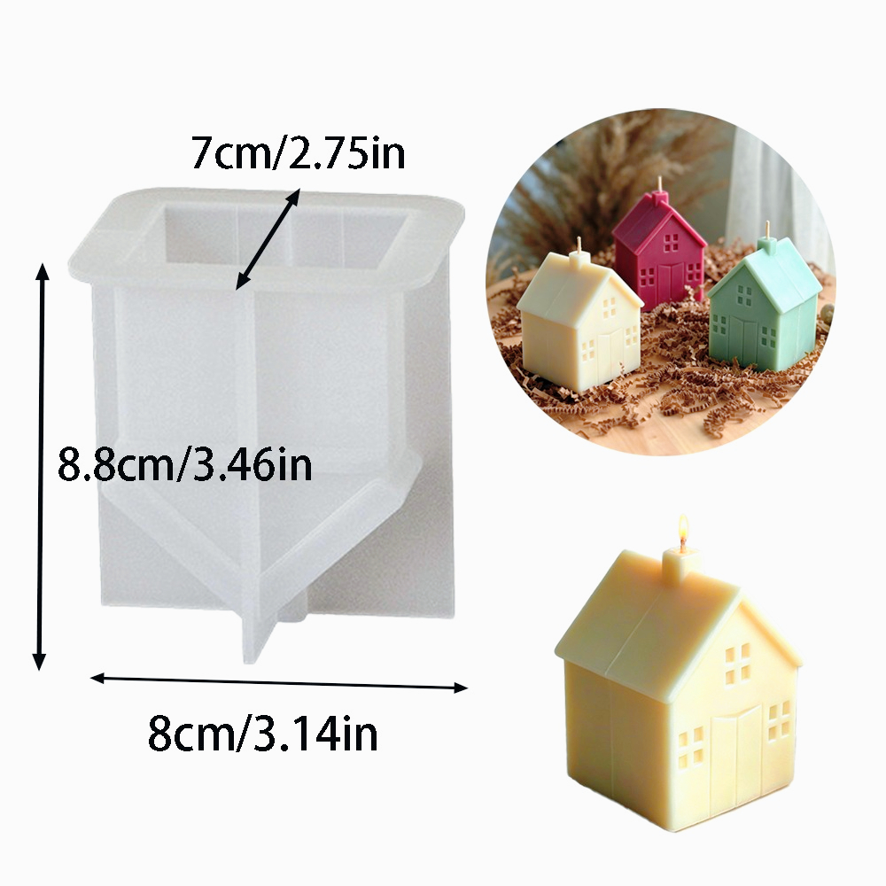 TEMU Silicone Candle Mold, Villa-shaped Plaster Mould, Diy Resin, Soap Making Tool, Suitable For Home Decor, Creative Gift, Birthday Souvenir