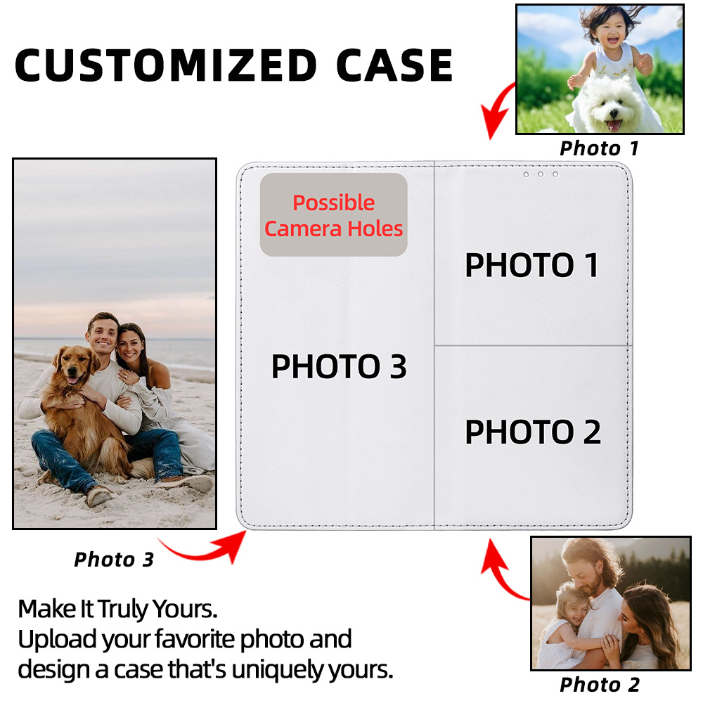 TEMU Phone Case - Wallet Flip Phone Case Diy Personalized Private Customization Can Hold 3pcs Photos Holder Anti-drop Suitable For Iphone Pro 17 Air