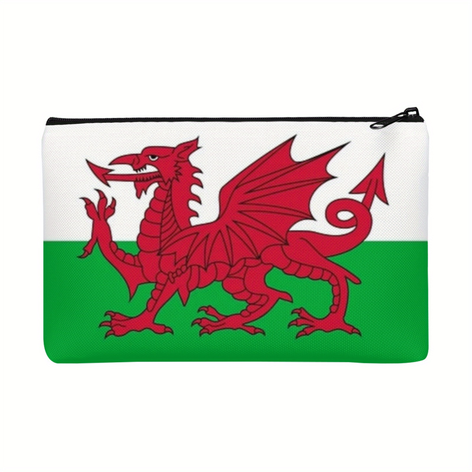 1pc Welsh Flag Makeup Bag - Red Dragon Welsh  , Compact Travel Toiletry Organizer, Cosmetic Bag, Pencil Case - Perfect Gift for  , Welsh Heritage, Travel, Gym, Camping - Durable & Lightweight, Gym Accessory Pouch, Patriotic Accessory