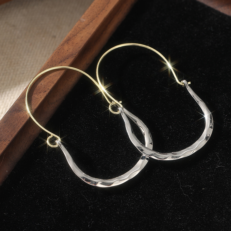 Women's Handcrafted Copper & Silver Circular Earrings, Retro Style