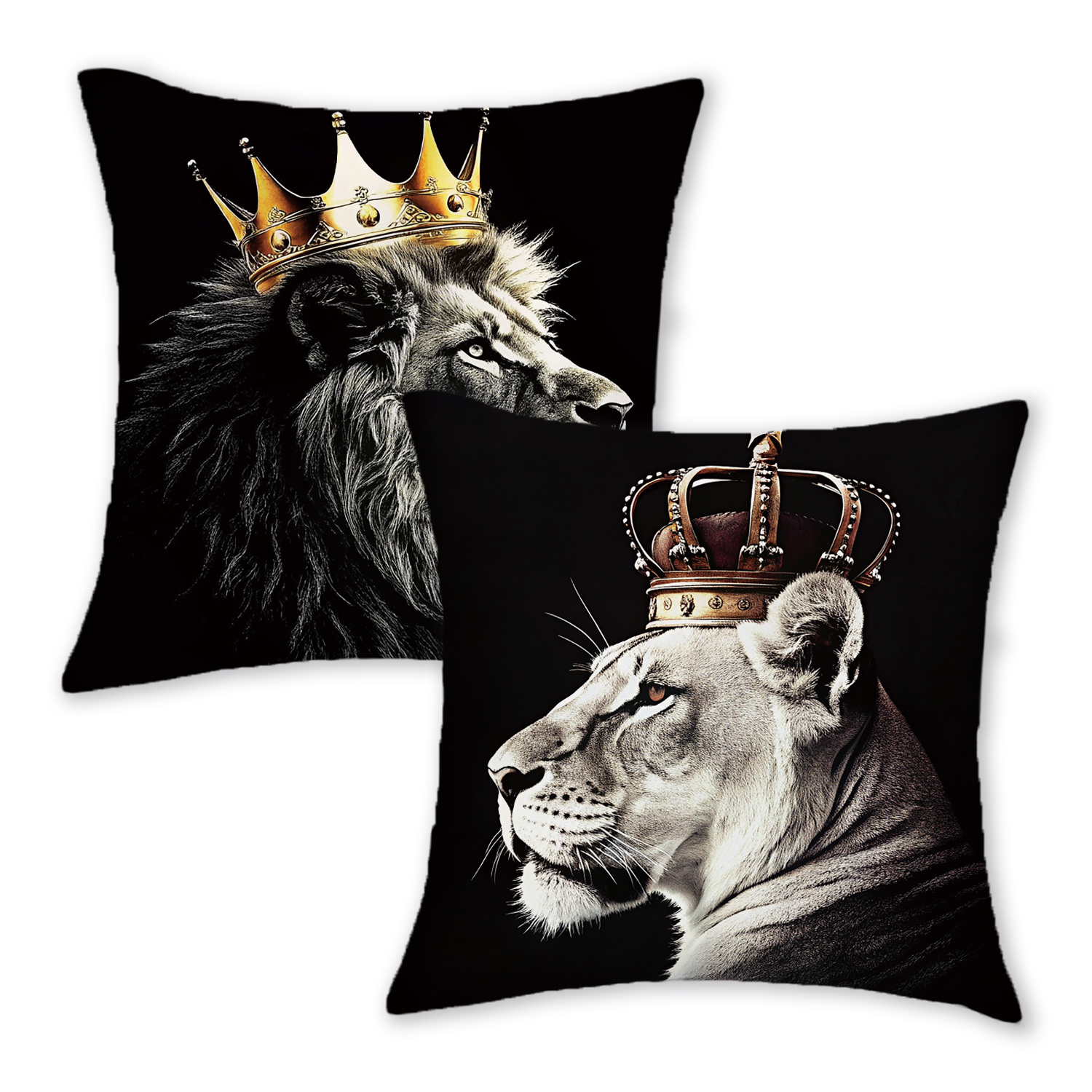 TEMU Set Of 2 Pillow Covers Featuring Vintage Prints, Designed With And Tigers. Made From Soft And Smooth Polyester Short Plush Fabric, With A