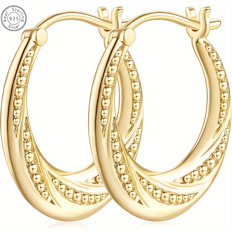1pc bead spiral earrings 18k golden plated earrings 925   for women gift Product details 1