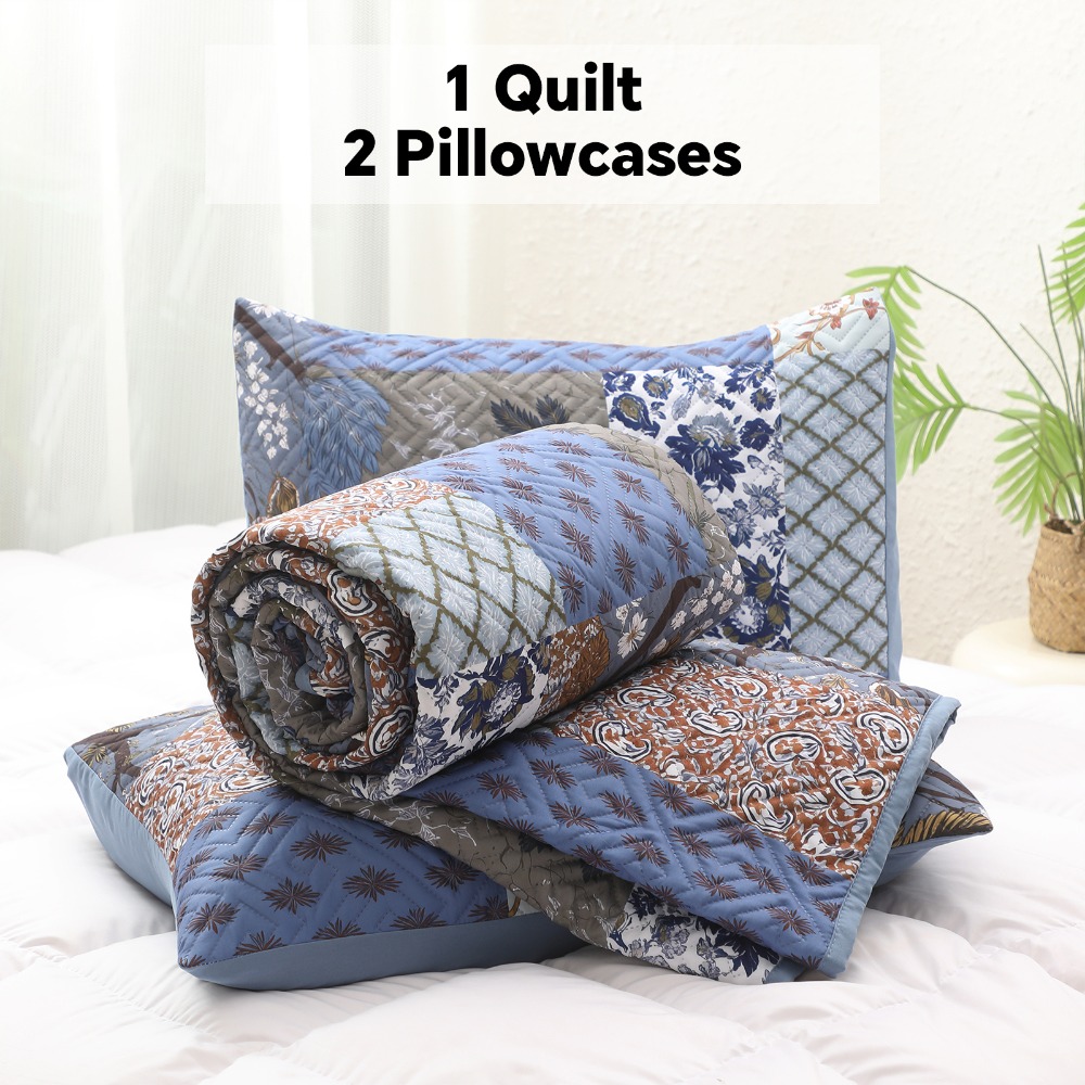 1 3pcs queen size bohemian quilted comforter bedspread lightweight breathable double sided suitable for bedding   green bedspread suitable for bedrooms guest rooms machine washable bedspread with quilted Product details 5