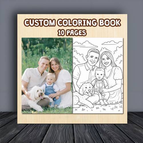 10pcs custom coloring pages from photo personalized coloring page from photo photo coloring page family coloring pages couple coloring book