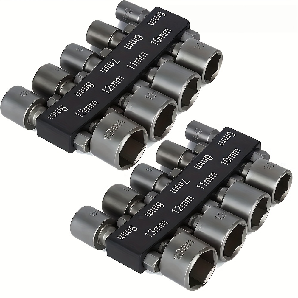 TEMU 18pcs 5-13mm Nut Driver Drill Bit Set - Hex Shank Socket Bit For Power Tools