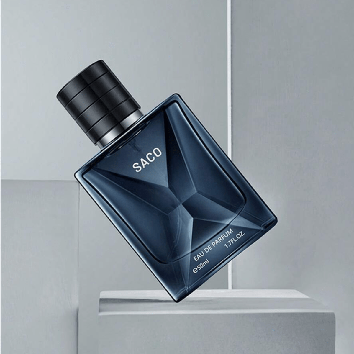 SACO Men's Eau de Parfum, 1.7fl.oz - Refreshing Woody Scent with Floral Notes, Long-Lasting Fragrance, Alcohol-Based, Phosphorus-Free, Ideal for Dating & Everyday Use, Men's Fragrance | Modern Bottle Design | Parabenfree Fragrance