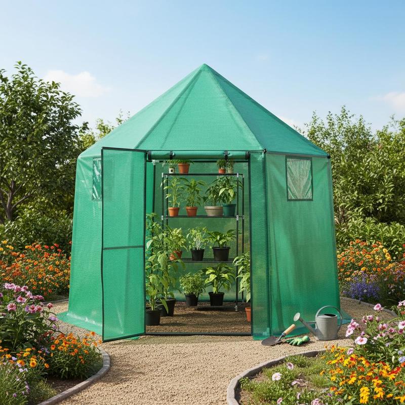 Plastic Greenhouse With Pe Cover & Roller Door & Window | Durable And Convenient Garden Shelter