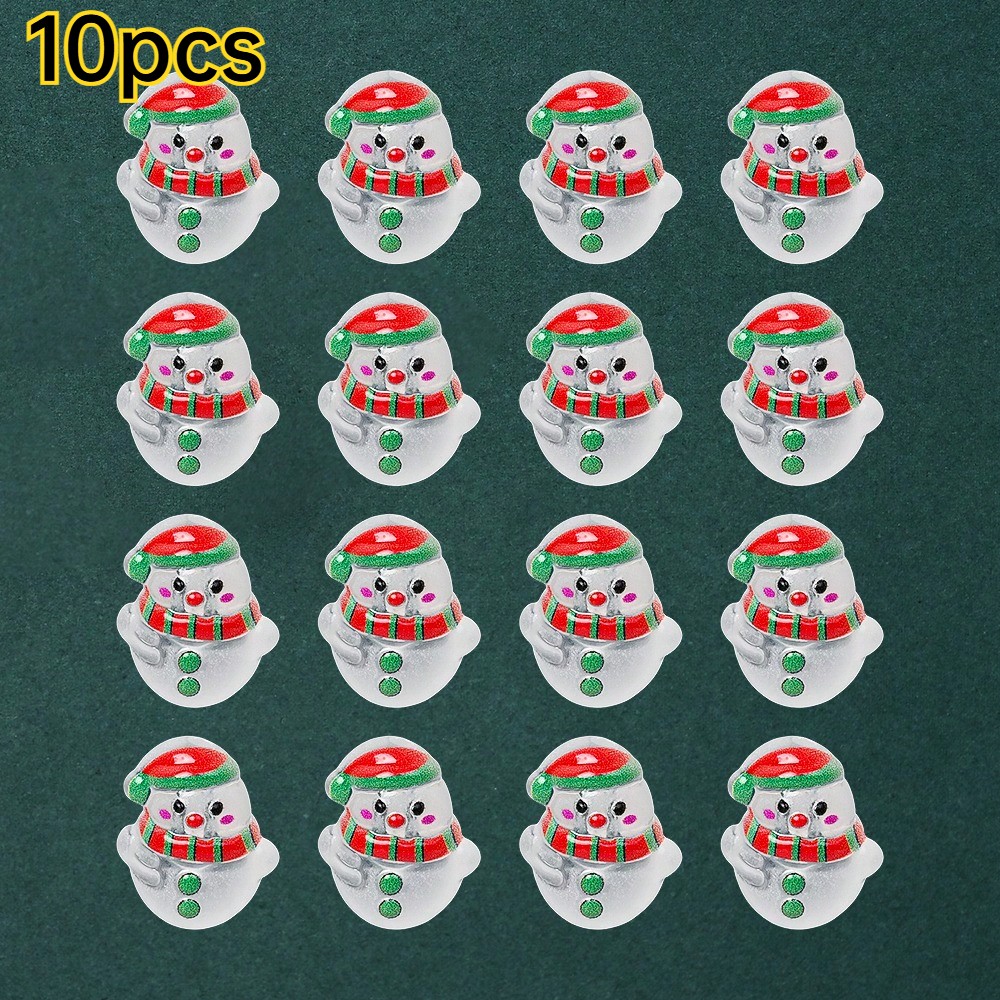 TEMU 10pcs Charmes Mini Acryliques Design Glace Transparent Homme de Neige de Noël Adorables pour la Création d'Accessoires de Fêtes d'Hiver