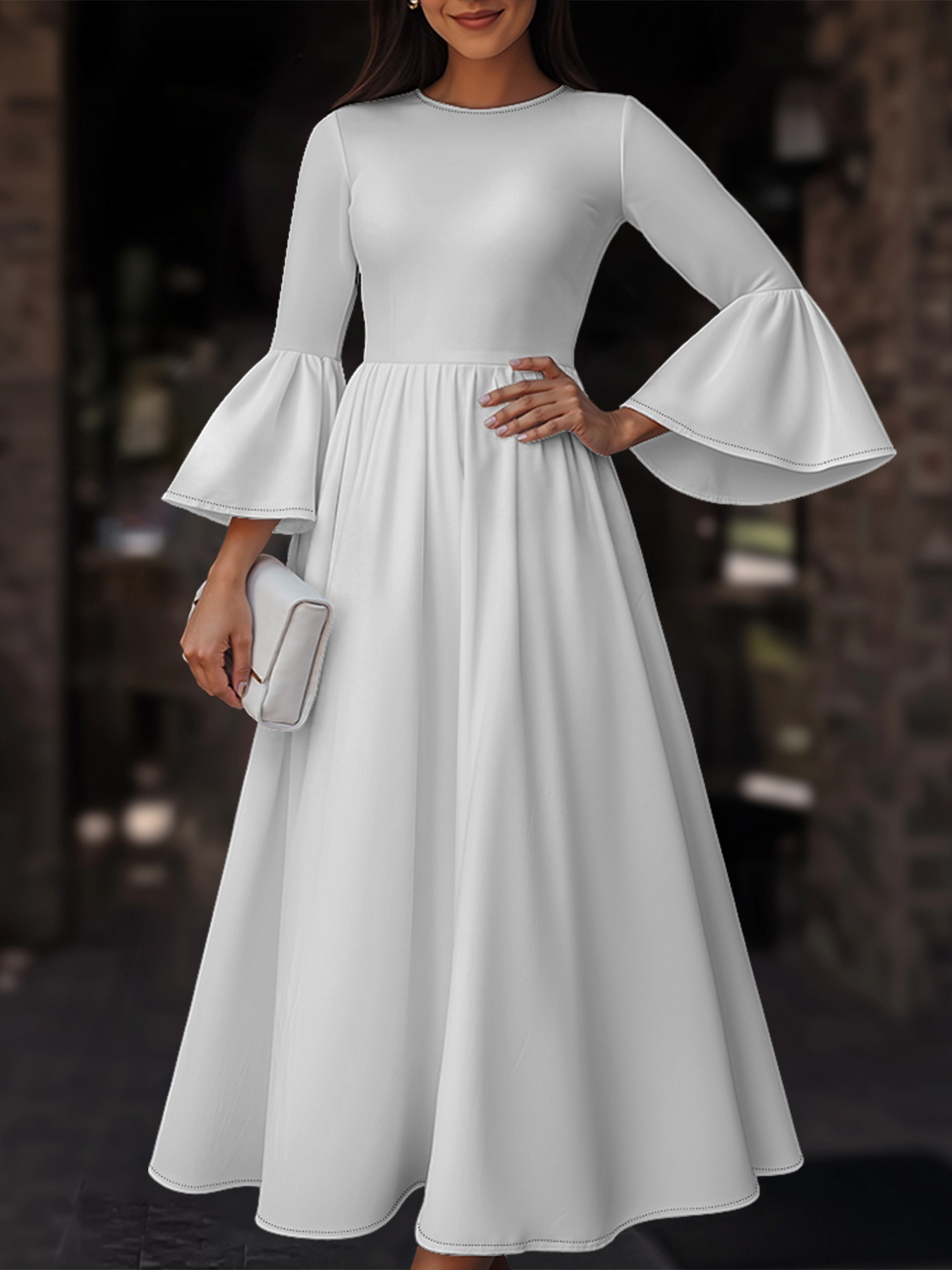 knee length dresses for ladies Long Sleeve Lace Mermaid Wedding Dress main image 1